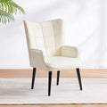 Cream Modern 24.4  PU Leather Accent Chair
