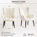 Cream Modern 24.4  PU Leather Accent Chair