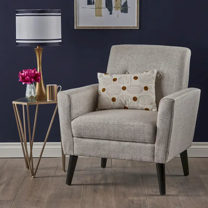 31.1  Upholstered Button Tufted Club Chair with Rubber Legs