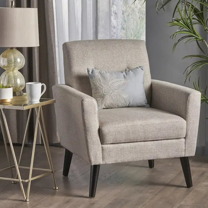 31.1  Upholstered Button Tufted Club Chair with Rubber Legs