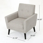 31.1  Upholstered Button Tufted Club Chair with Rubber Legs