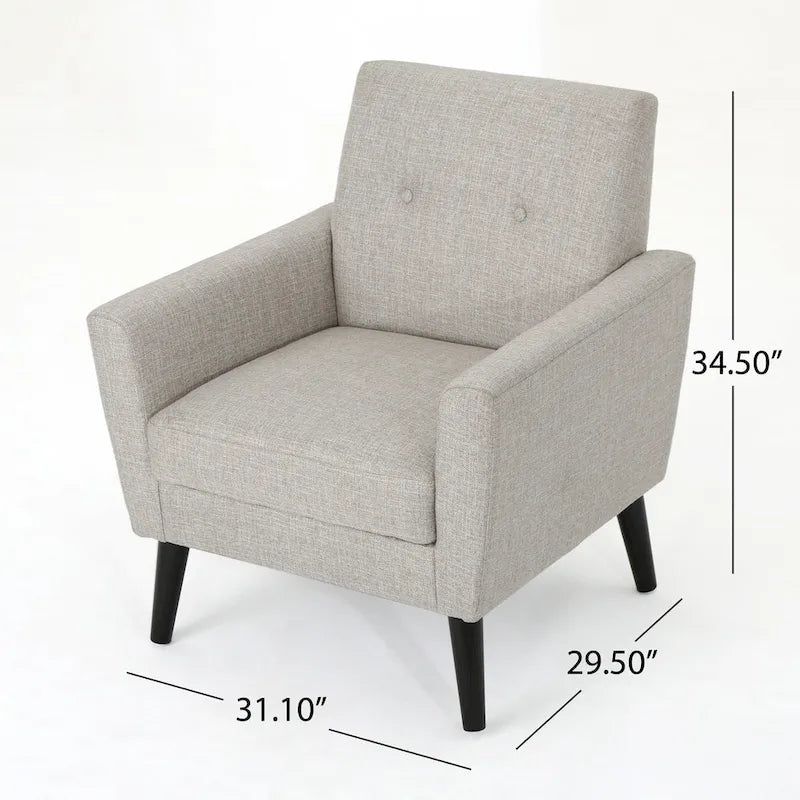 31.1  Upholstered Button Tufted Club Chair with Rubber Legs