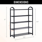 5-Tier Stackable Shoe Rack, 15-Pairs Sturdy Shoe Shelf Storage , Black Shoe Tower