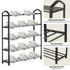 5-Tier Stackable Shoe Rack, 15-Pairs Sturdy Shoe Shelf Storage , Black Shoe Tower