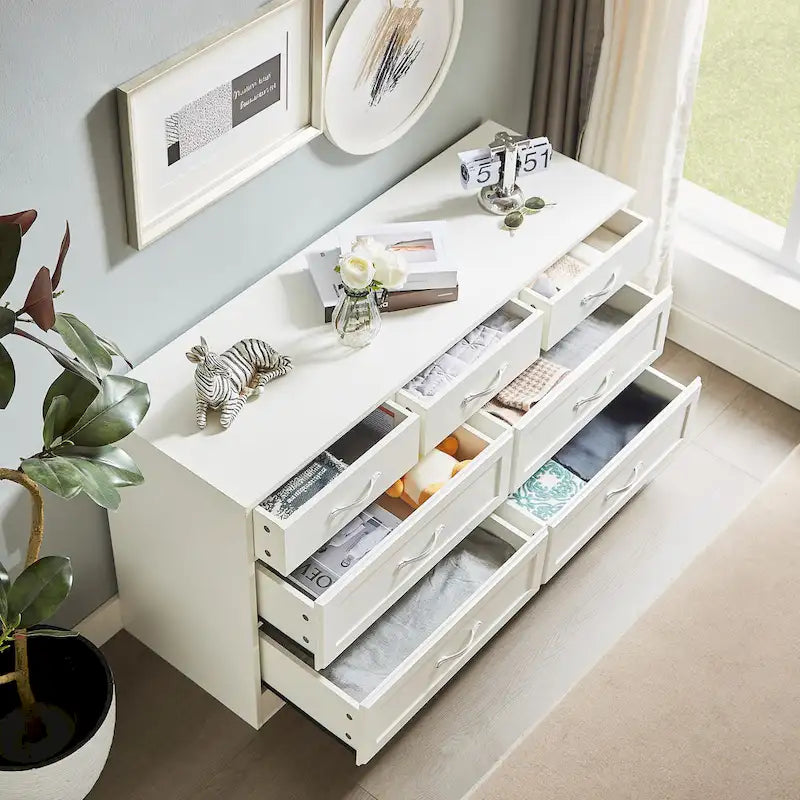 Modern 3 Drawer Bedroom Chest of Drawers with 7 Drawers Dresser, Clothes Organizer -Metal Pulls