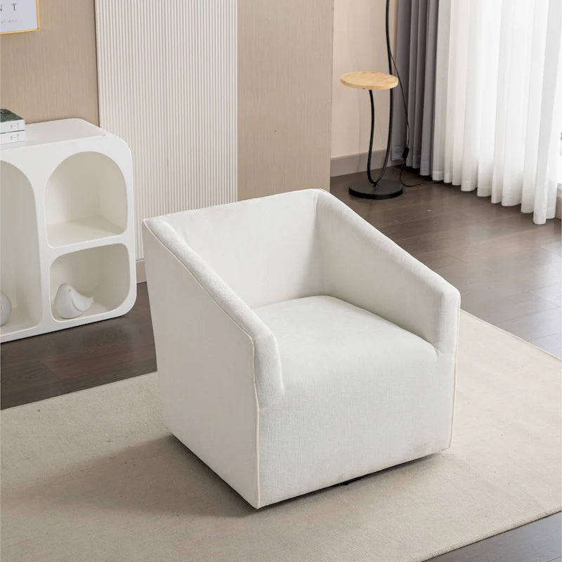 31  Chenille Upholstered Barrel Arm Chair with Swivel Base