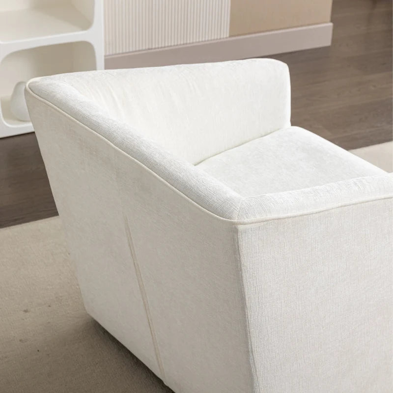 31  Chenille Upholstered Barrel Arm Chair with Swivel Base