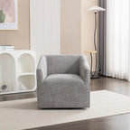 31  Chenille Upholstered Barrel Arm Chair with Swivel Base