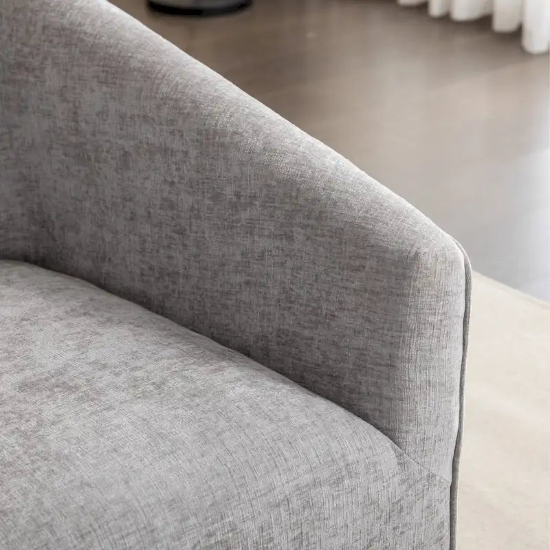 31  Chenille Upholstered Barrel Arm Chair with Swivel Base