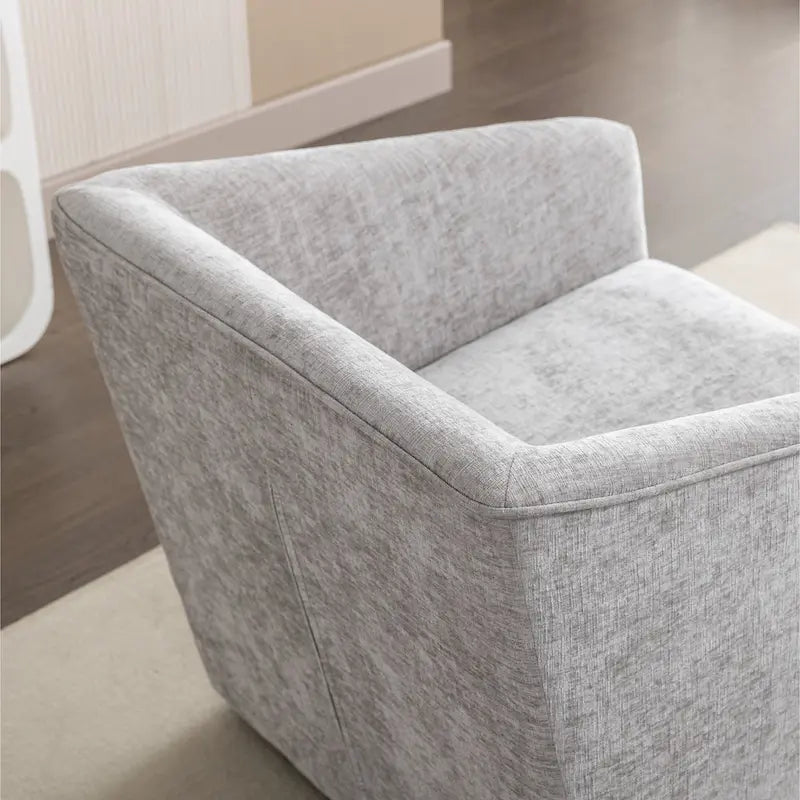 31  Chenille Upholstered Barrel Arm Chair with Swivel Base