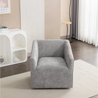 31  Chenille Upholstered Barrel Arm Chair with Swivel Base