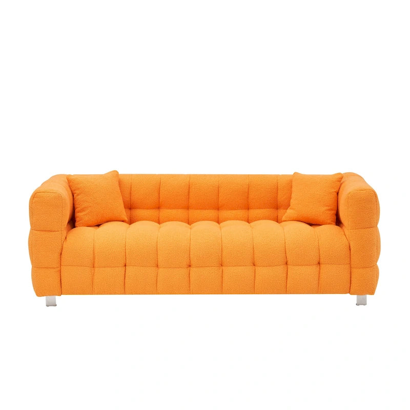 Orange 80  Teddy 3-Seater Sofa with Two Pillows and Sturdy Hardware Foot