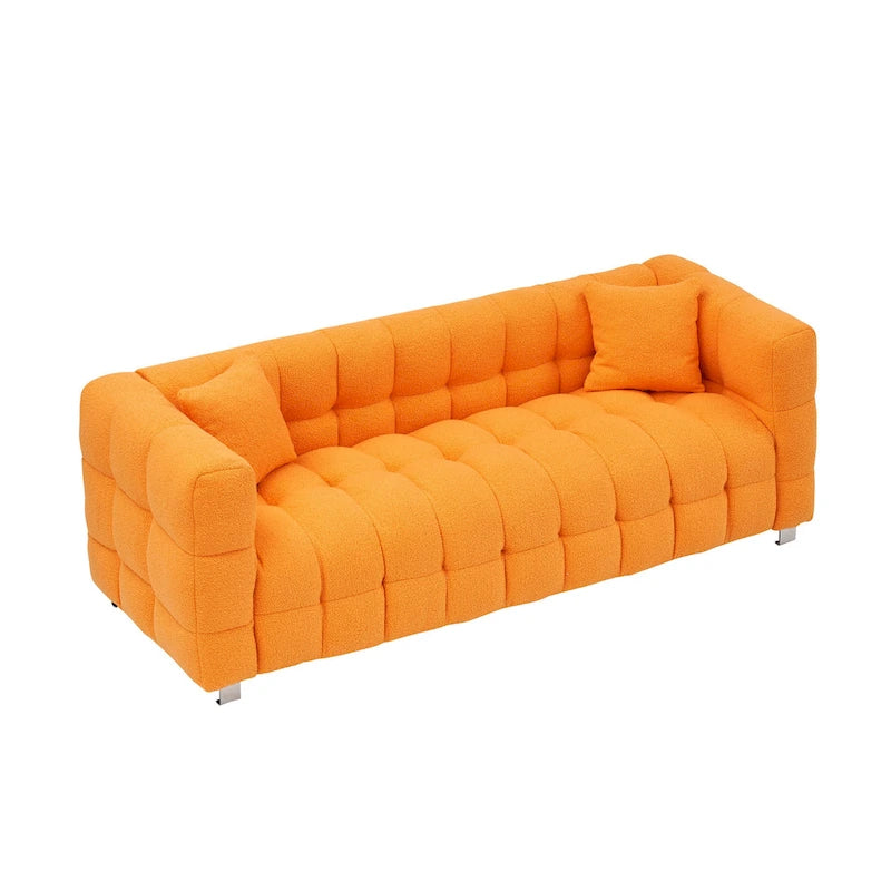 Orange 80  Teddy 3-Seater Sofa with Two Pillows and Sturdy Hardware Foot