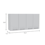 120 Wall Cabinet , Four Doors, Two Cabinets, Two Shelves -White