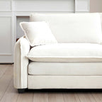 Beige 4-piece Corduroy Upholstered Modular Sleeper Sectional Sofa with 2 Removable Ottoman and 4 Pillows, Free Combination