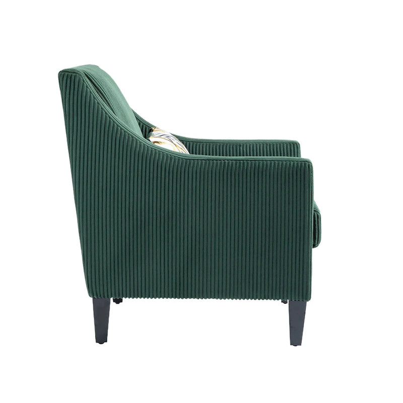 Emerald 26.77  Upholstered Arm Chair with Scooped Arms and Rubber Wood Legs