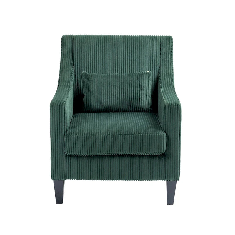 Emerald 26.77  Upholstered Arm Chair with Scooped Arms and Rubber Wood Legs
