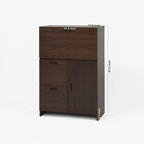 Desk Cabinet, with Storage Drawer & Shelves, Fold-up Desktop