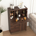 Desk Cabinet, with Storage Drawer & Shelves, Fold-up Desktop