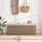 49  Shoe Storage Bench, Entryway Shoe Cabinet Storage Ottoman with Padded Seat Cushion and Double Doors for Entryway, Hallway