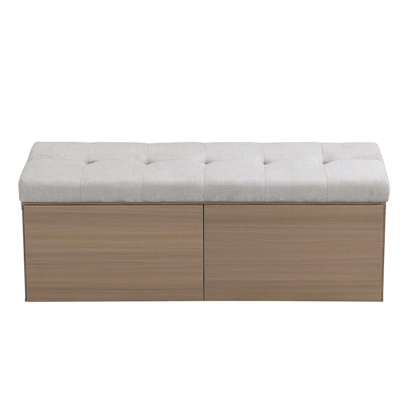 49  Shoe Storage Bench, Entryway Shoe Cabinet Storage Ottoman with Padded Seat Cushion and Double Doors for Entryway, Hallway
