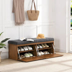 49  Shoe Storage Bench, Entryway Shoe Cabinet Storage Ottoman with Padded Seat Cushion and Double Doors for Entryway, Hallway