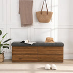 49  Shoe Storage Bench, Entryway Shoe Cabinet Storage Ottoman with Padded Seat Cushion and Double Doors for Entryway, Hallway