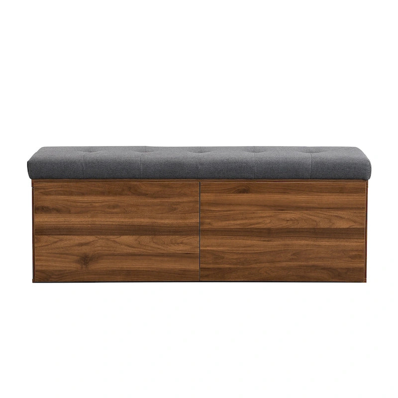 49  Shoe Storage Bench, Entryway Shoe Cabinet Storage Ottoman with Padded Seat Cushion and Double Doors for Entryway, Hallway