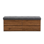 49  Shoe Storage Bench, Entryway Shoe Cabinet Storage Ottoman with Padded Seat Cushion and Double Doors for Entryway, Hallway