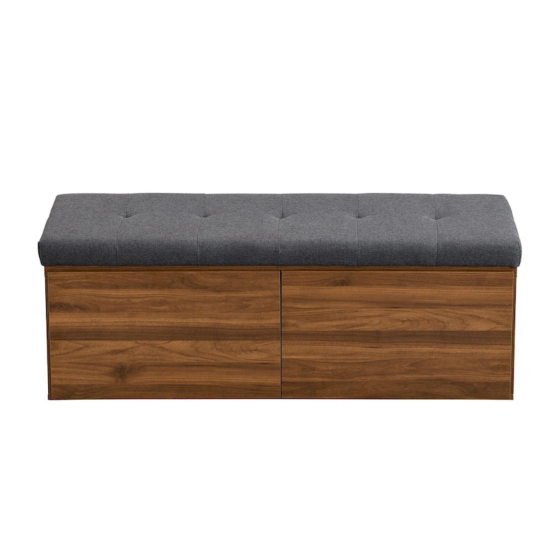 49  Shoe Storage Bench, Entryway Shoe Cabinet Storage Ottoman with Padded Seat Cushion and Double Doors for Entryway, Hallway