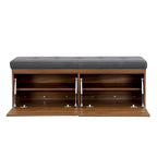 49  Shoe Storage Bench, Entryway Shoe Cabinet Storage Ottoman with Padded Seat Cushion and Double Doors for Entryway, Hallway