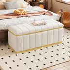 Modern storage bench linen Fabric Upholstered+Solid wood frame Bench