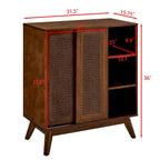 Mid Century Modern Rattan Sideboard Cabinet, Buffet Cabinet, Adjustable Shelf & Solid Wood Feet & Rattan Cabinet Doors