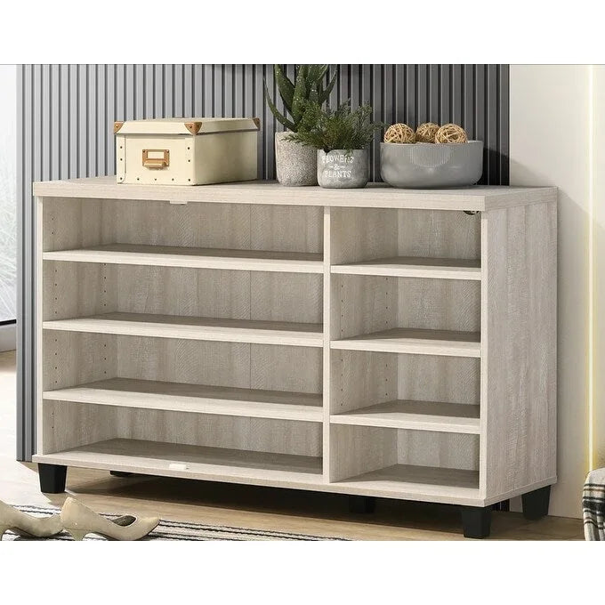 Modern Style 45 W 3-Door Shoe Cabinet, with 6 Adjustable Shelves
