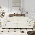 85.4  Modern Curved Sofa, Back Upholstered Couch with 2 Decorative Throw Pillows, Corduroy Fabric Couch