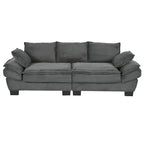 85.4  Modern Curved Sofa, Back Upholstered Couch with 2 Decorative Throw Pillows, Corduroy Fabric Couch
