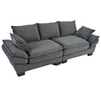 85.4  Modern Curved Sofa, Back Upholstered Couch with 2 Decorative Throw Pillows, Corduroy Fabric Couch