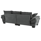 85.4  Modern Curved Sofa, Back Upholstered Couch with 2 Decorative Throw Pillows, Corduroy Fabric Couch