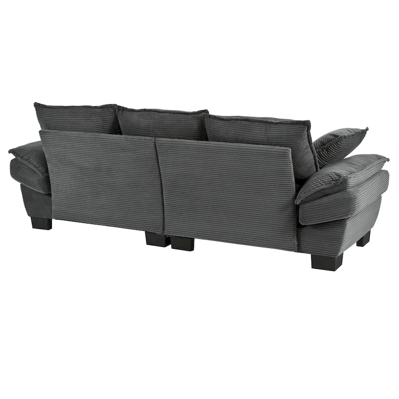 85.4  Modern Curved Sofa, Back Upholstered Couch with 2 Decorative Throw Pillows, Corduroy Fabric Couch