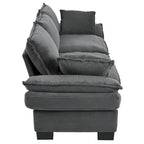 85.4  Modern Curved Sofa, Back Upholstered Couch with 2 Decorative Throw Pillows, Corduroy Fabric Couch