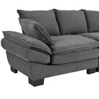 85.4  Modern Curved Sofa, Back Upholstered Couch with 2 Decorative Throw Pillows, Corduroy Fabric Couch