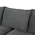 85.4  Modern Curved Sofa, Back Upholstered Couch with 2 Decorative Throw Pillows, Corduroy Fabric Couch