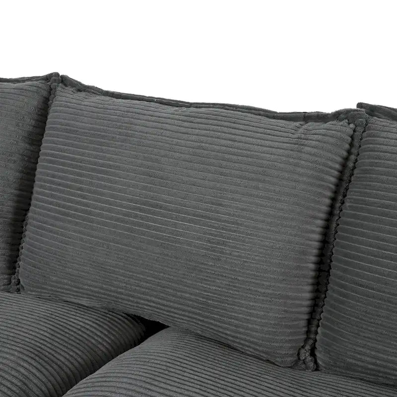 85.4  Modern Curved Sofa, Back Upholstered Couch with 2 Decorative Throw Pillows, Corduroy Fabric Couch