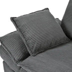 85.4  Modern Curved Sofa, Back Upholstered Couch with 2 Decorative Throw Pillows, Corduroy Fabric Couch