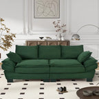 85.4  Modern Curved Sofa, Back Upholstered Couch with 2 Decorative Throw Pillows, Corduroy Fabric Couch
