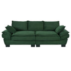 85.4  Modern Curved Sofa, Back Upholstered Couch with 2 Decorative Throw Pillows, Corduroy Fabric Couch