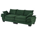 85.4  Modern Curved Sofa, Back Upholstered Couch with 2 Decorative Throw Pillows, Corduroy Fabric Couch