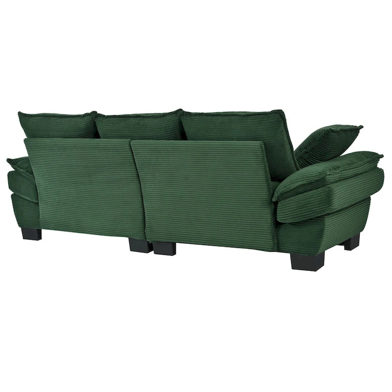85.4  Modern Curved Sofa, Back Upholstered Couch with 2 Decorative Throw Pillows, Corduroy Fabric Couch