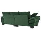 85.4  Modern Curved Sofa, Back Upholstered Couch with 2 Decorative Throw Pillows, Corduroy Fabric Couch