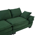 85.4  Modern Curved Sofa, Back Upholstered Couch with 2 Decorative Throw Pillows, Corduroy Fabric Couch